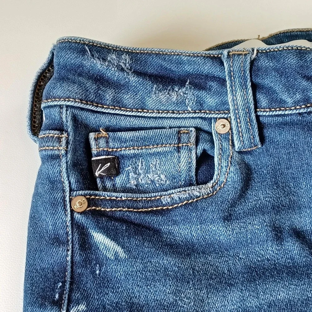 KanCan Jeans Womens 5 Blue High Rise Skinny Frayed Hem Distressed Denim